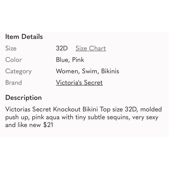 VICTORIA’S SECRET | push up bikini top 32D - Picture 6 of 6